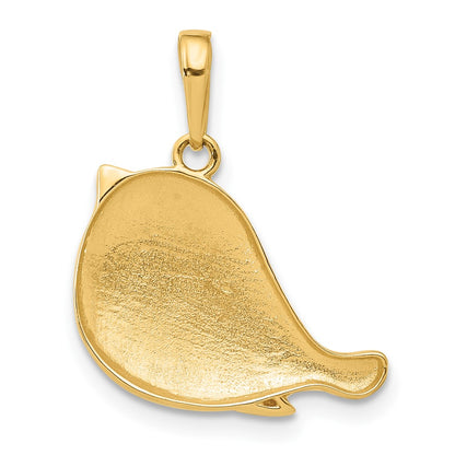 14K Yellow & Rhodium and White Rhodium D/c Bird Pendant