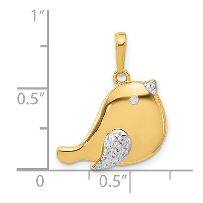 14K Yellow & Rhodium and White Rhodium D/c Bird Pendant
