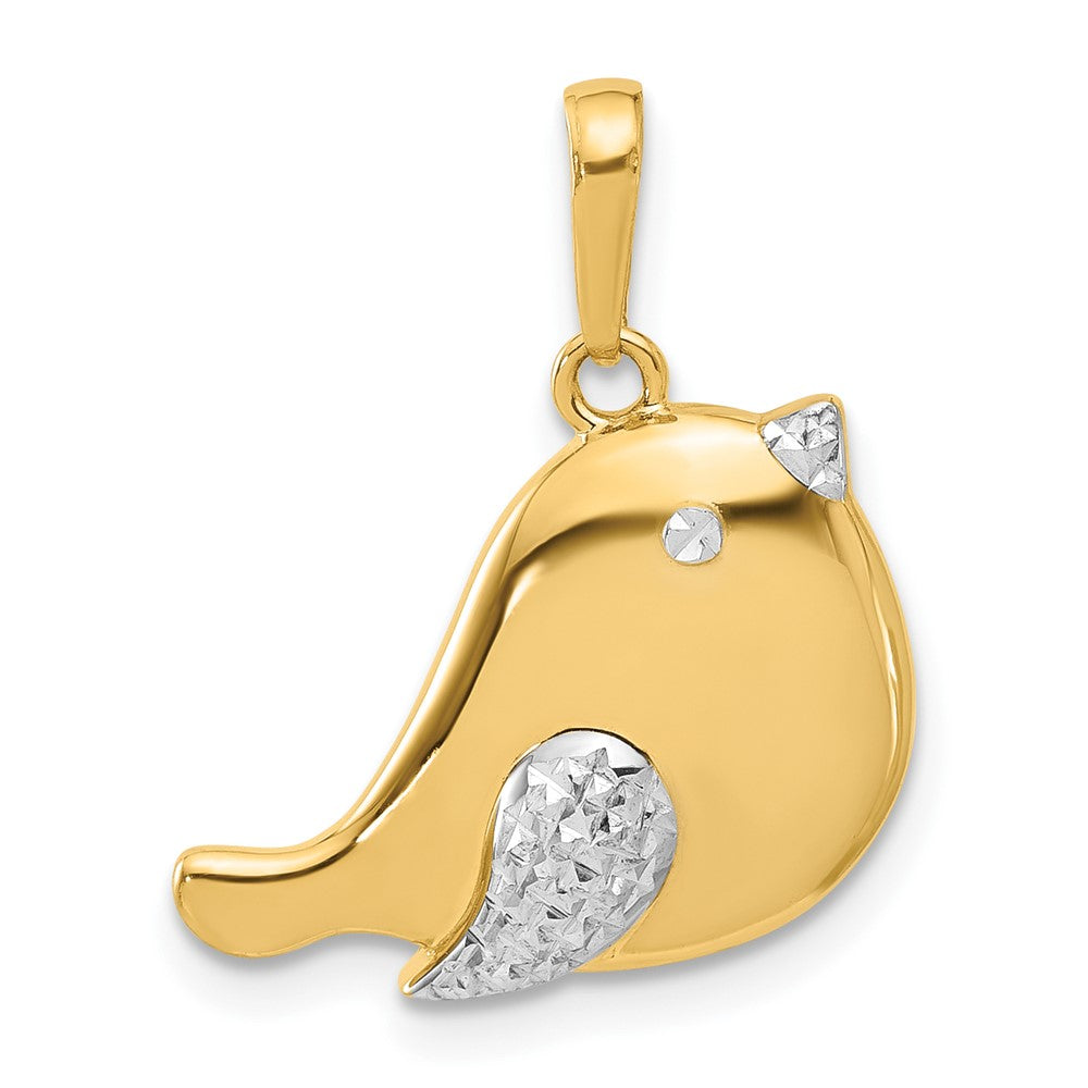 14K Yellow & Rhodium and White Rhodium D/c Bird Pendant