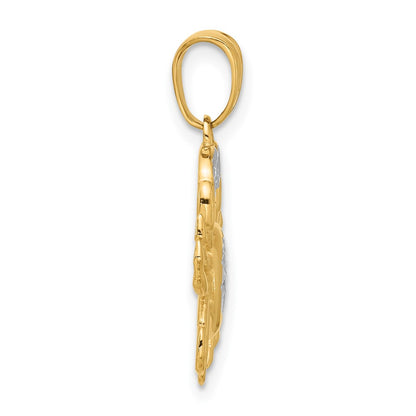 14K Yellow & Rhodium with White Rhodium Polished and Diamond Cut Crab Pendant