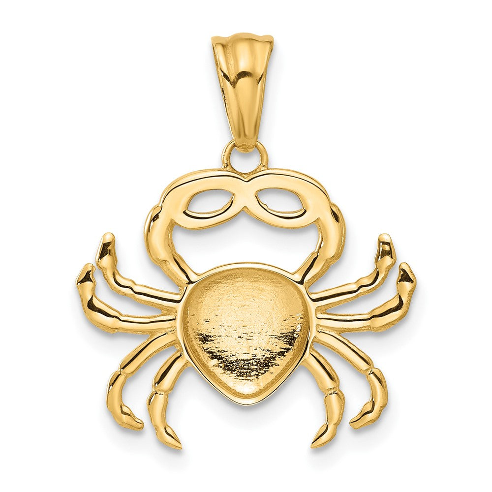 14K Yellow & Rhodium with White Rhodium Polished and Diamond Cut Crab Pendant