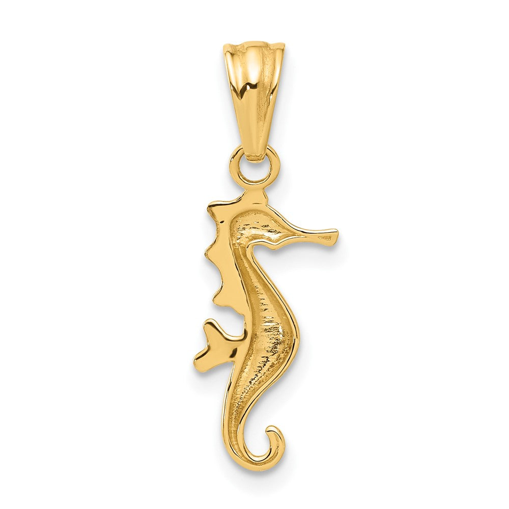 14K Yellow & Rhodium with White Rhodium Polished and Diamond Cut Seahorse Pendant