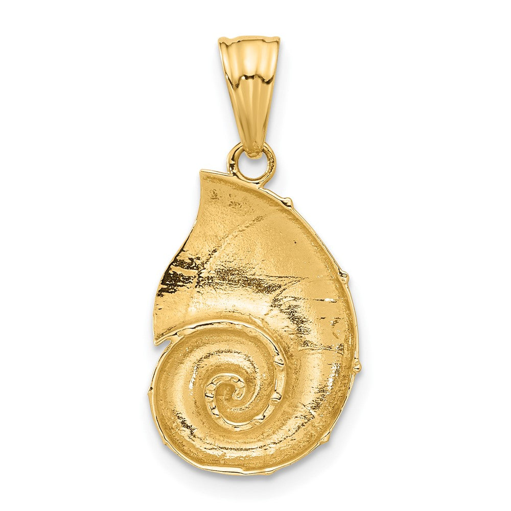 14K Yellow & Rhodium with White Rhodium Polished and Diamond Cut Nautilus Shell Pendant