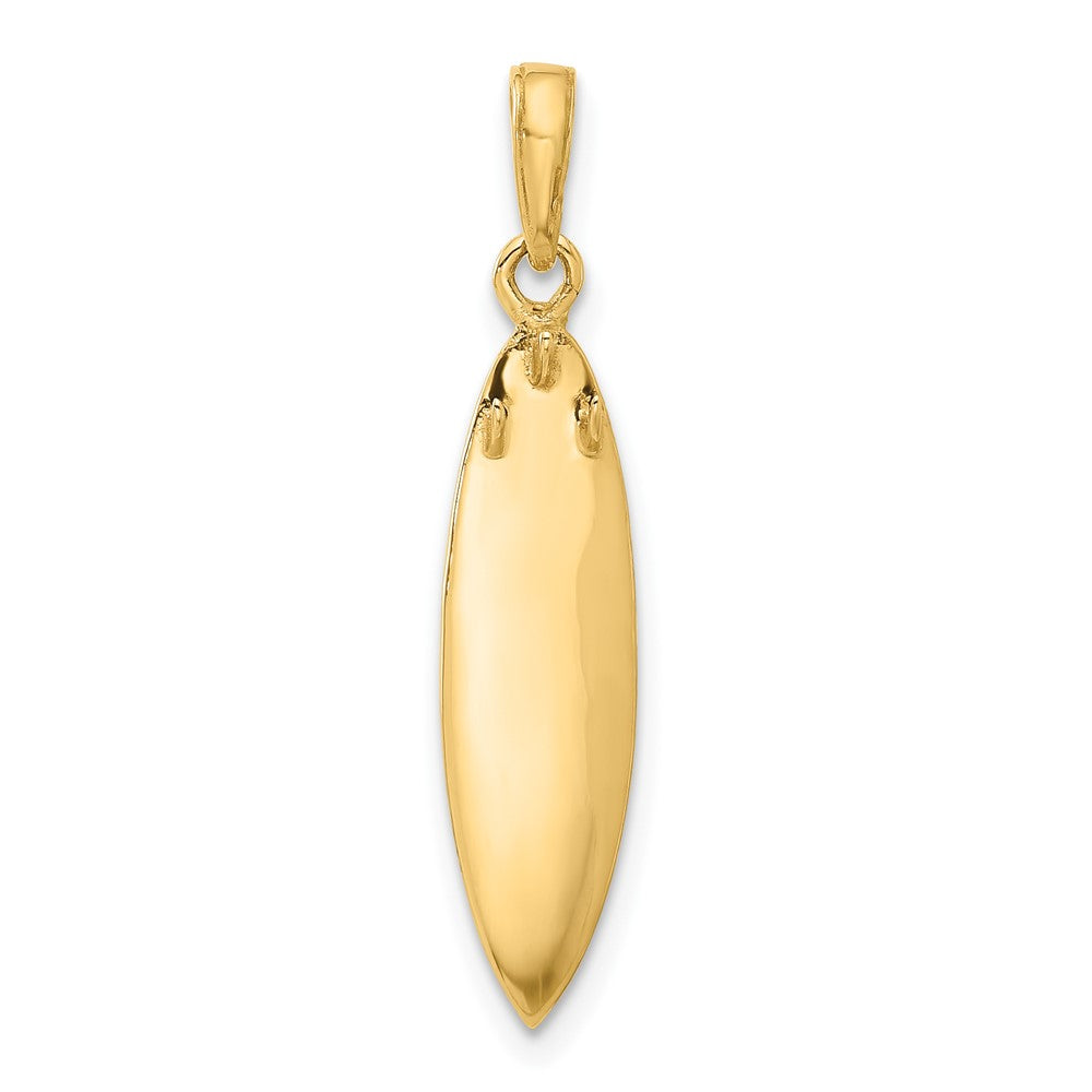 14K Yellow & Rhodium and White Rhodium D/c 3D Surfboard Pendant