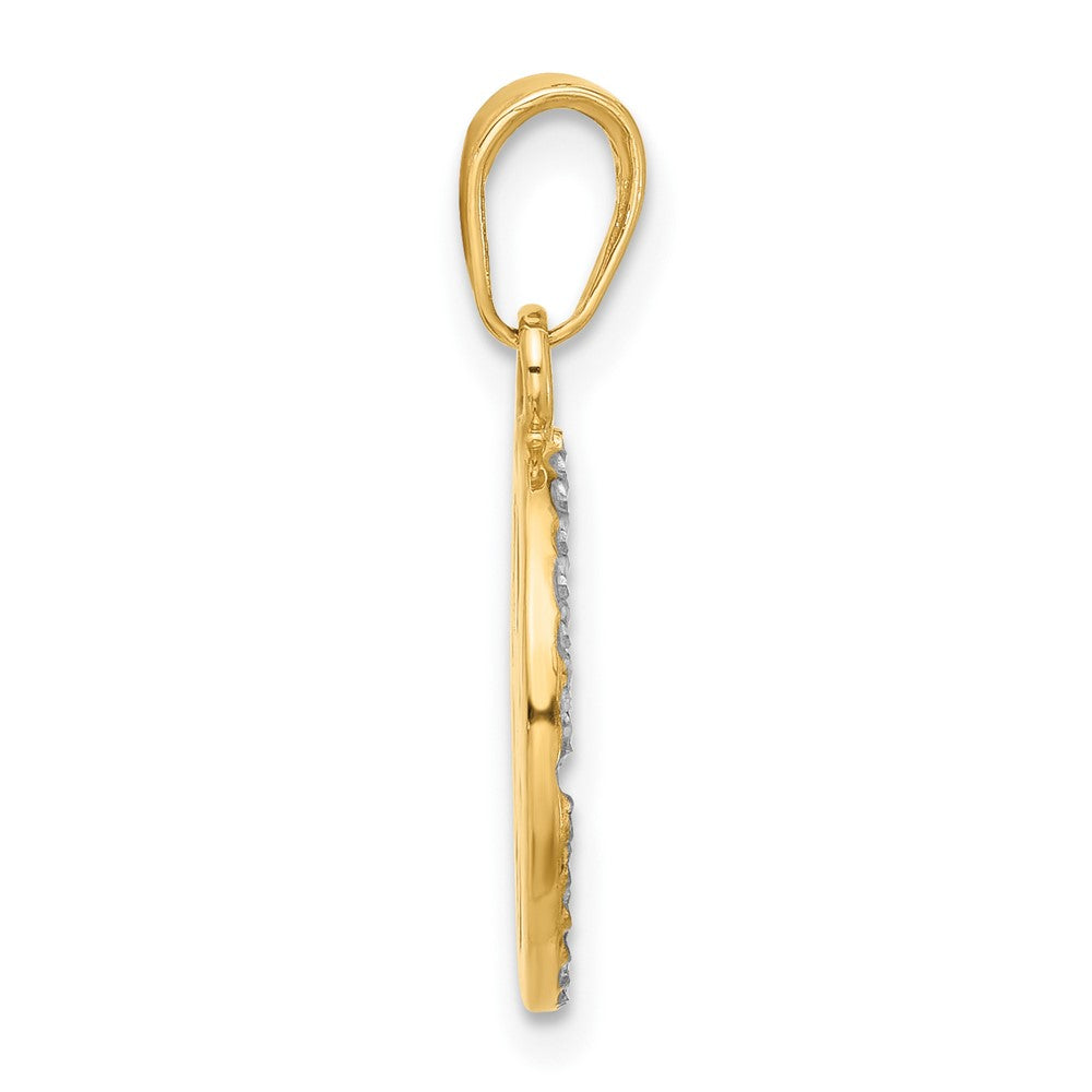 14K Yellow & Rhodium and White Rhodium D/c Compass Pendant