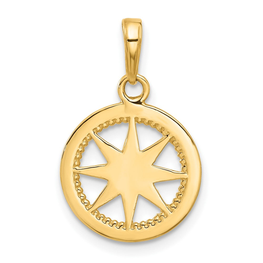 14K Yellow & Rhodium and White Rhodium D/c Compass Pendant
