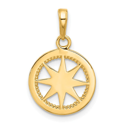 14K Yellow & Rhodium and White Rhodium D/c Compass Pendant