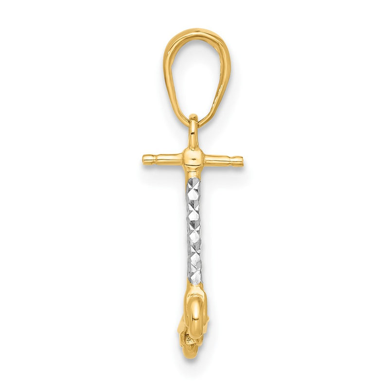 14K Yellow & Rhodium and White Rhodium D/c 3D Scooter Pendant