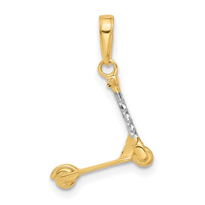 14K Yellow & Rhodium and White Rhodium D/c 3D Scooter Pendant