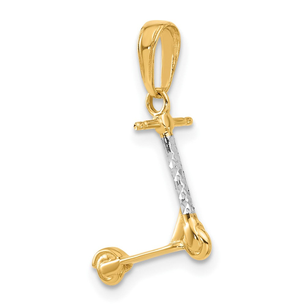 14K Yellow & Rhodium and White Rhodium D/c 3D Scooter Pendant