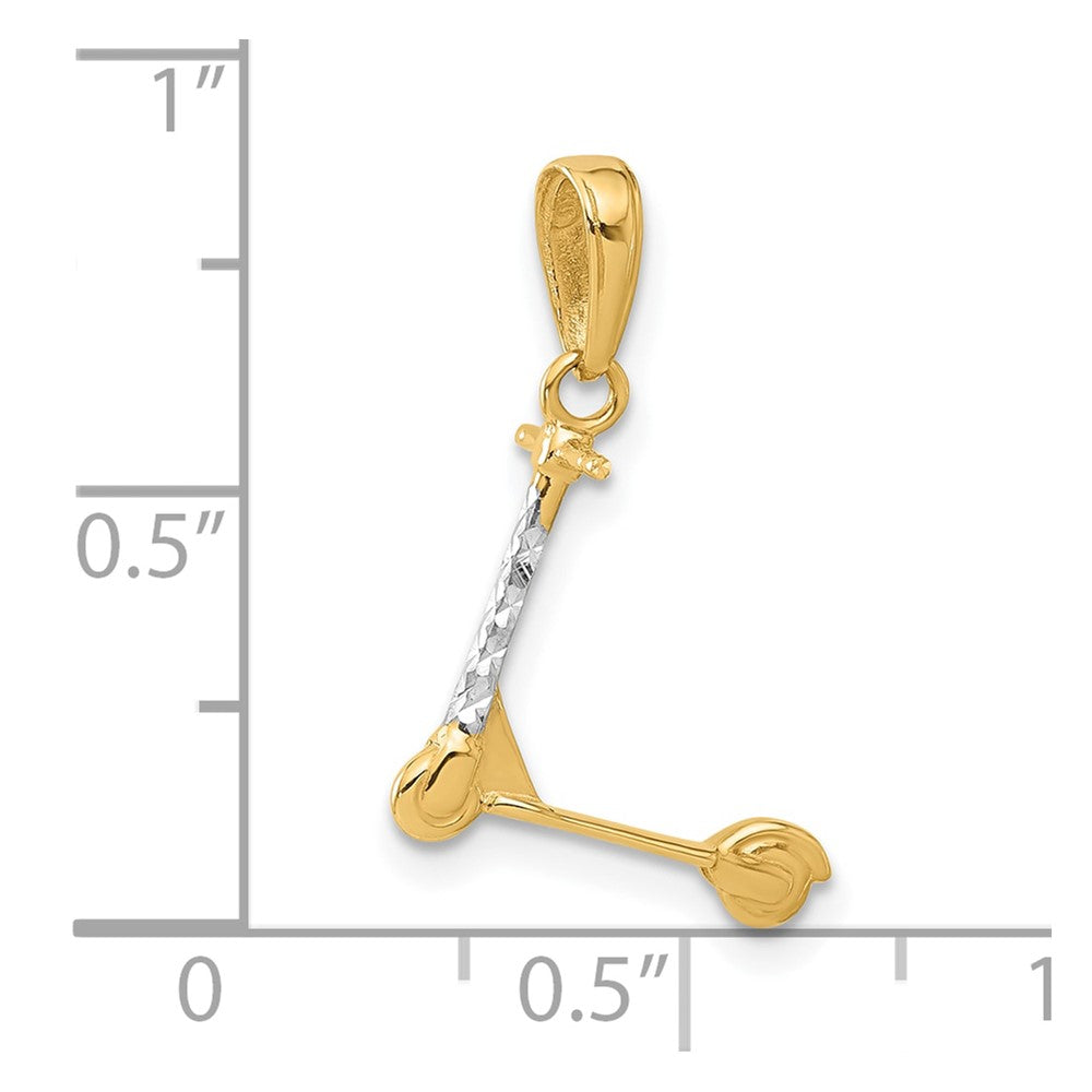 14K Yellow & Rhodium and White Rhodium D/c 3D Scooter Pendant