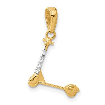 14K Yellow & Rhodium and White Rhodium D/c 3D Scooter Pendant