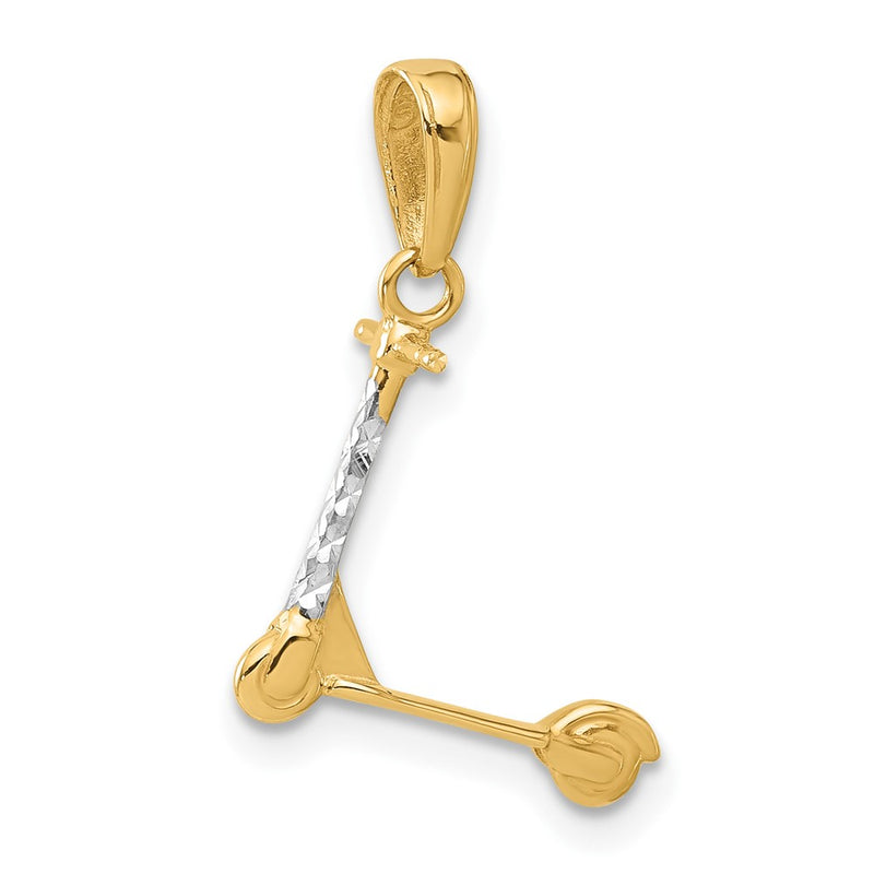 14K Yellow & Rhodium and White Rhodium D/c 3D Scooter Pendant