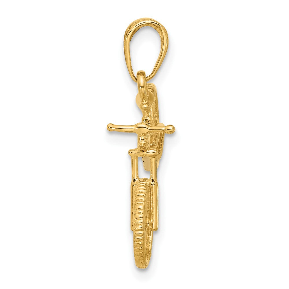 14K Yellow & Rhodium and White Rhodium D/c 3D Bicycle Pendant