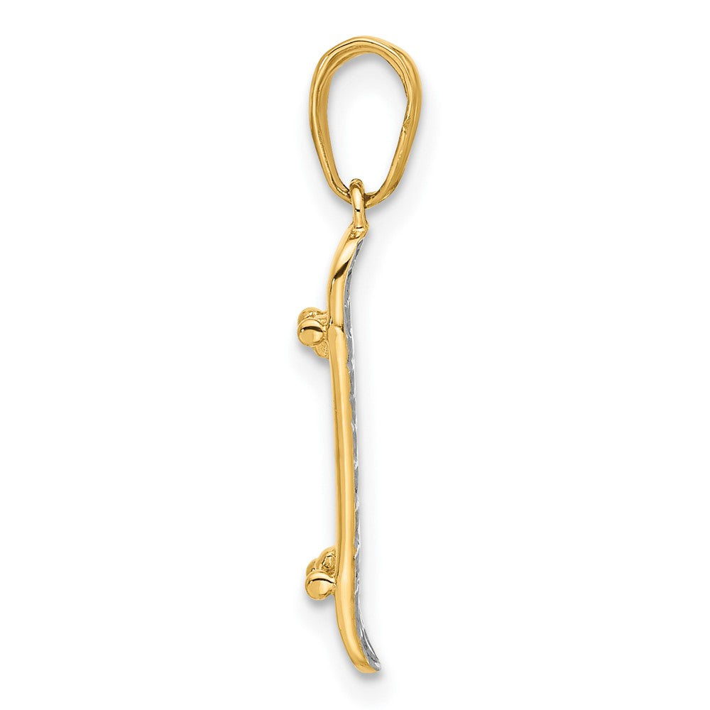 14K Yellow & Rhodium and White Rhodium D/c Skateboard Pendant