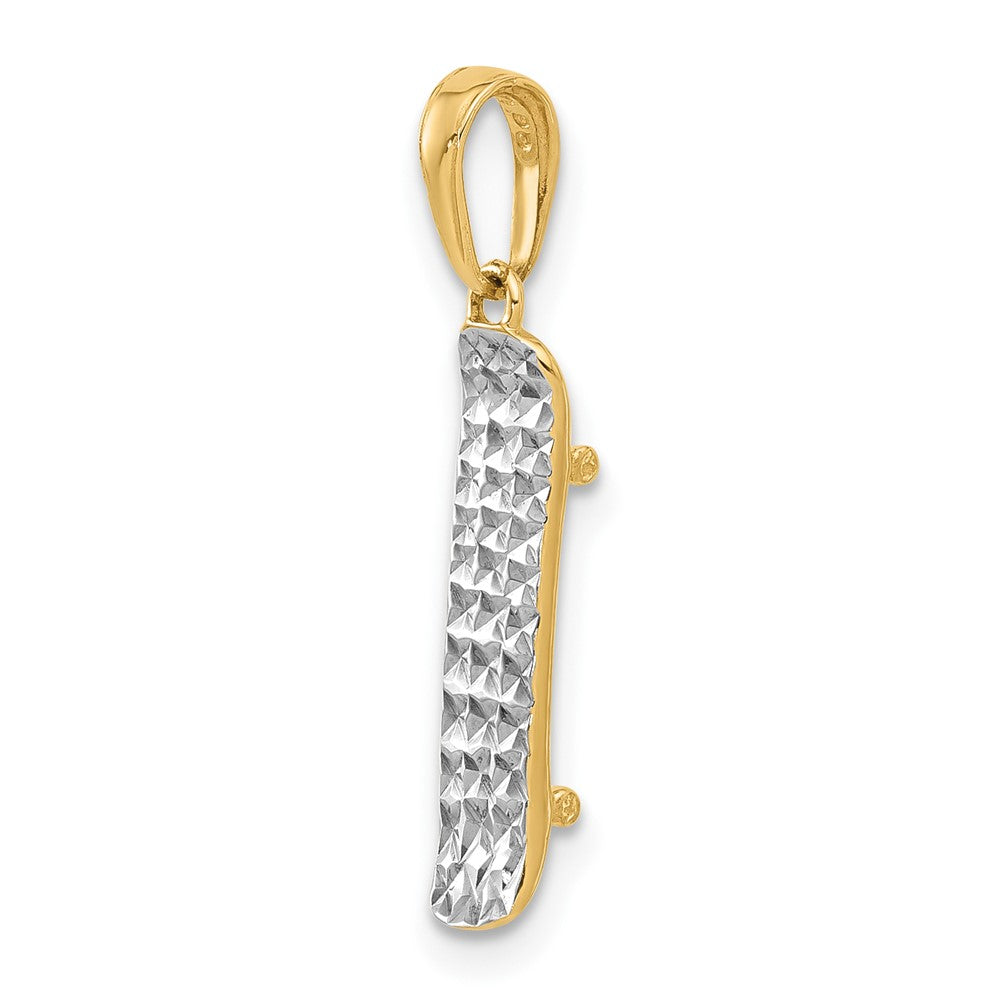 14K Yellow & Rhodium and White Rhodium D/c Skateboard Pendant