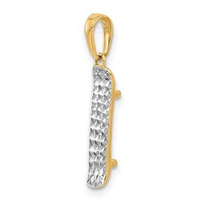 14K Yellow & Rhodium and White Rhodium D/c Skateboard Pendant
