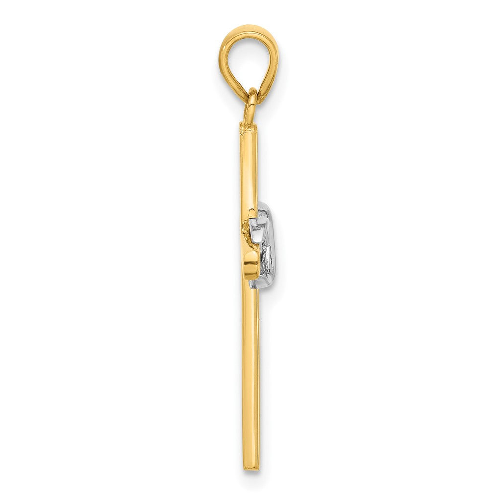 14K Two-Tone Polished Infinity Cross Pendant