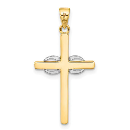 14K Two-Tone Polished Infinity Cross Pendant