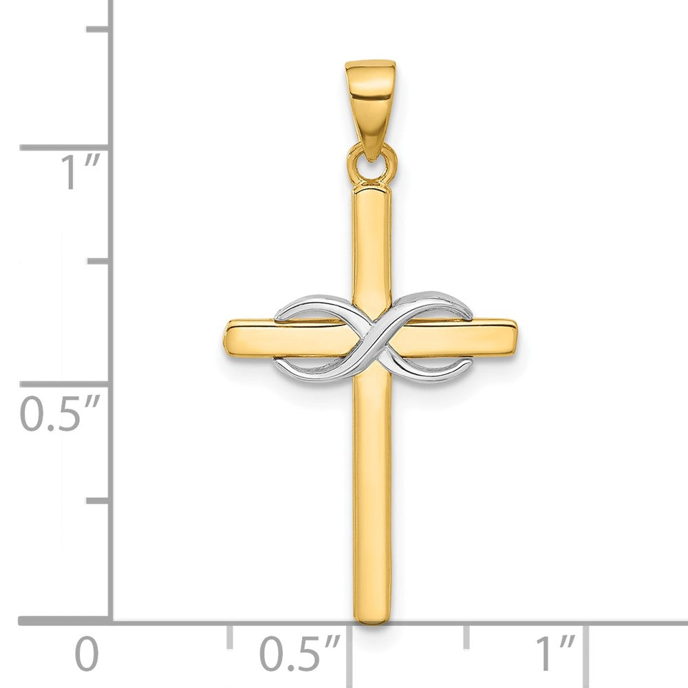 14K Two-Tone Polished Infinity Cross Pendant