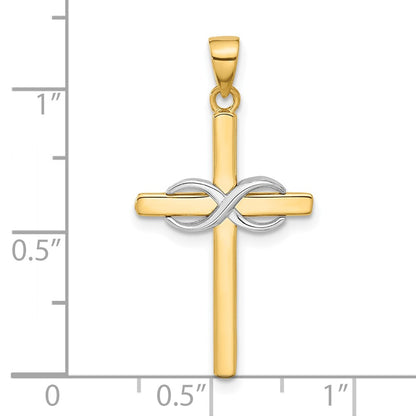 14K Two-Tone Polished Infinity Cross Pendant