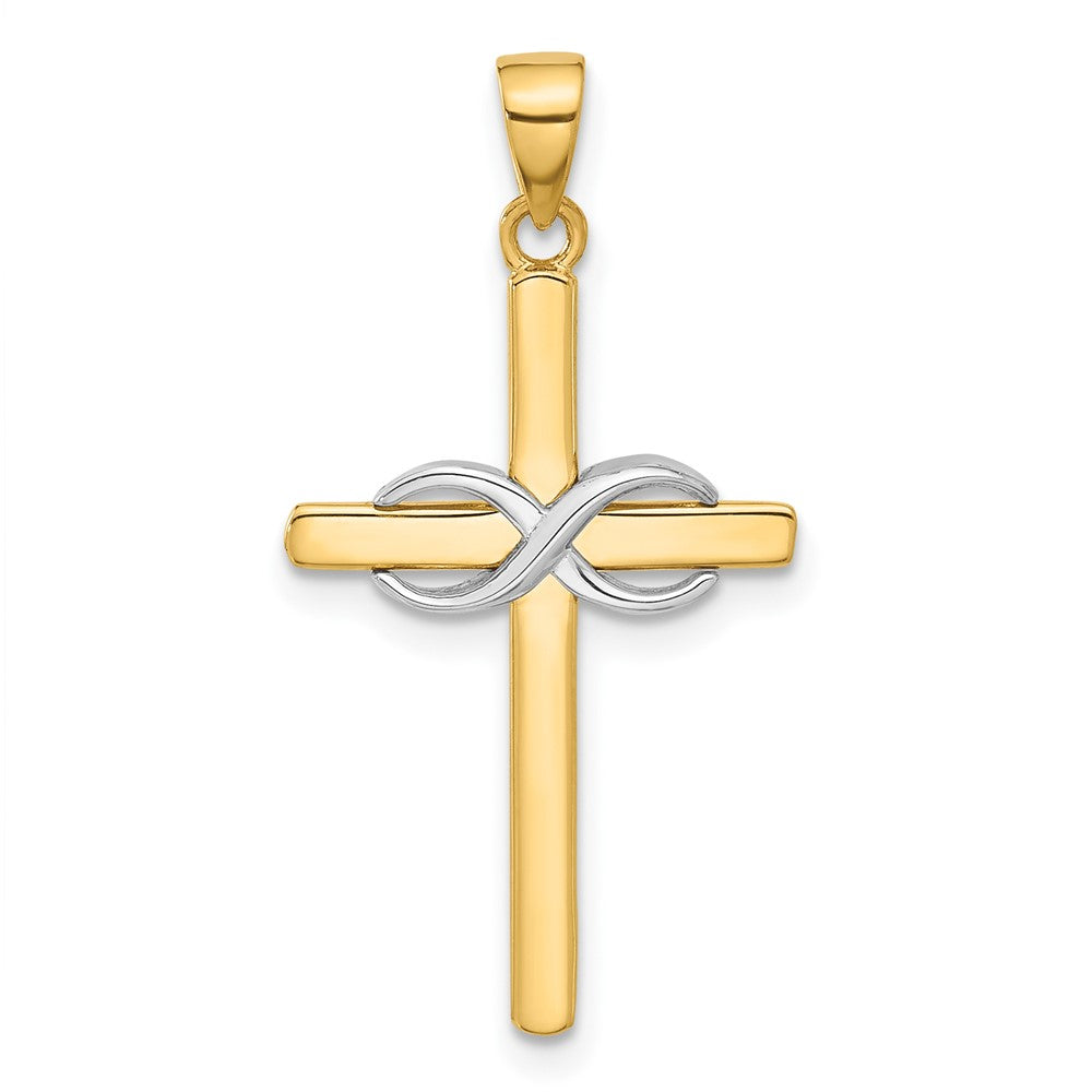 14K Two-Tone Polished Infinity Cross Pendant