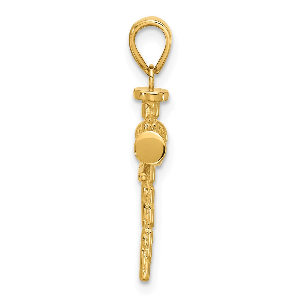 14K Yellow Gold Polished and Textured Nails Cross Pendant
