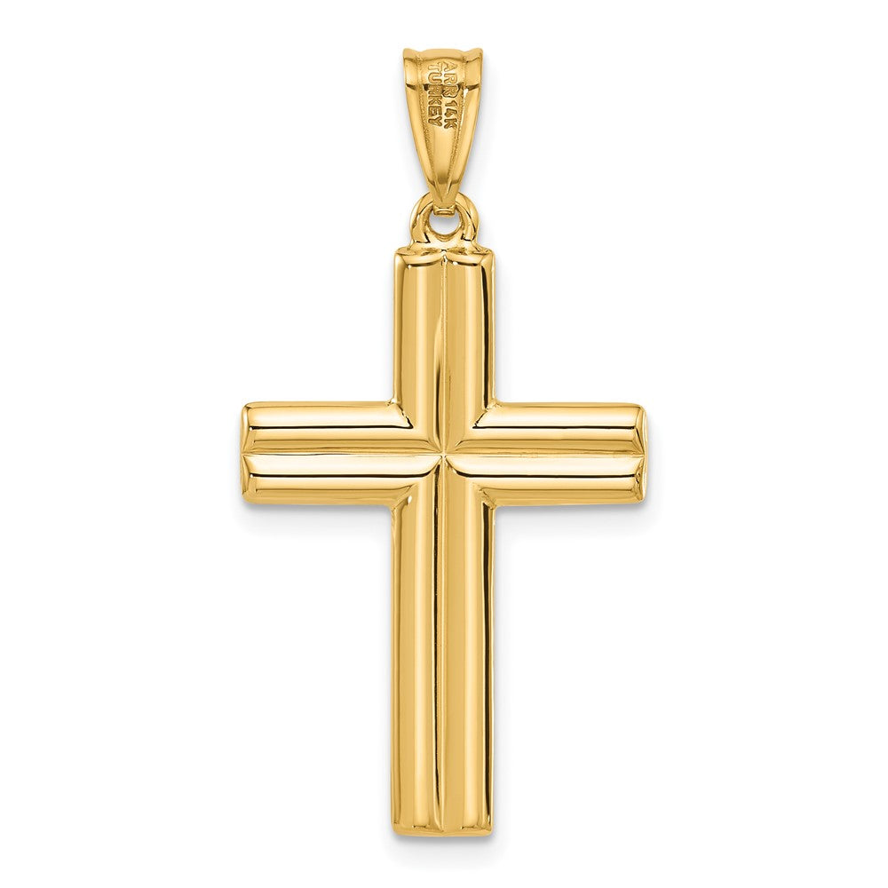 14K Two-Tone Polished and Textured Crucifix Pendant