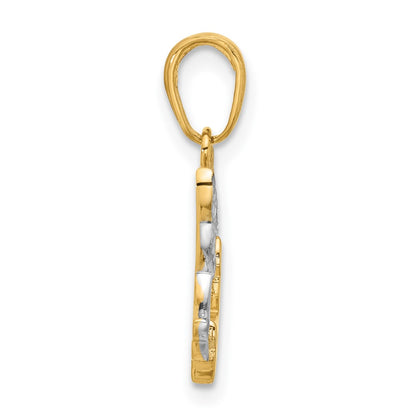 14K Yellow & Rhodium with White Rhodium D/c Doves Pendant
