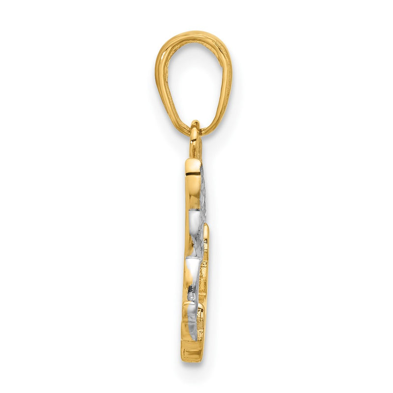 14K Yellow & Rhodium with White Rhodium D/c Doves Pendant