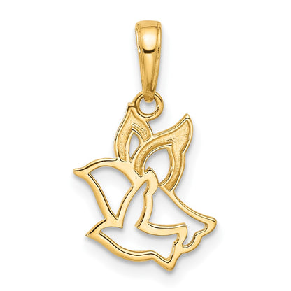 14K Yellow & Rhodium with White Rhodium D/c Doves Pendant