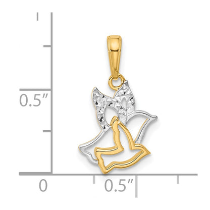 14K Yellow & Rhodium with White Rhodium D/c Doves Pendant