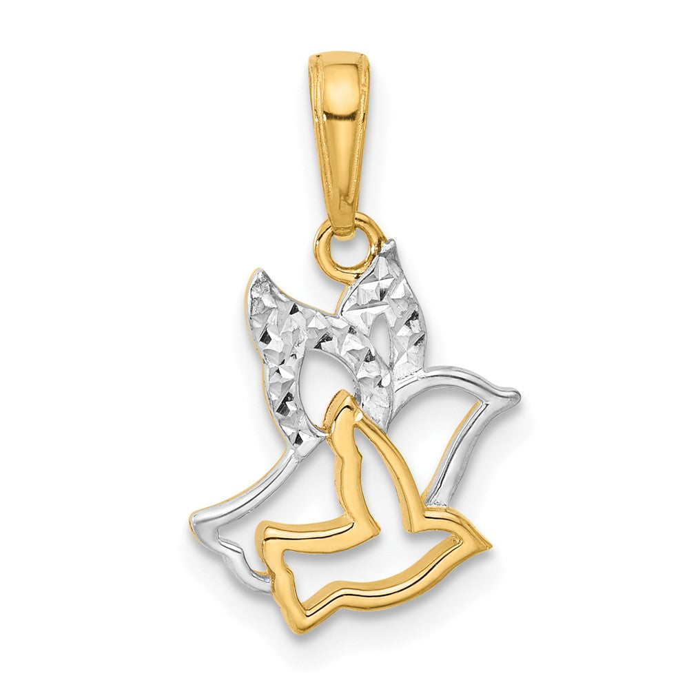 14K Yellow & Rhodium with White Rhodium D/c Doves Pendant