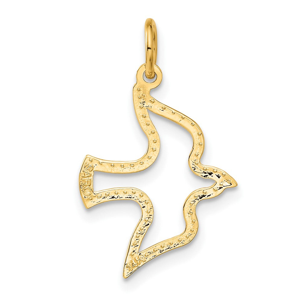 14K Yellow Gold Satin And Diamond-Cut Dove Charm