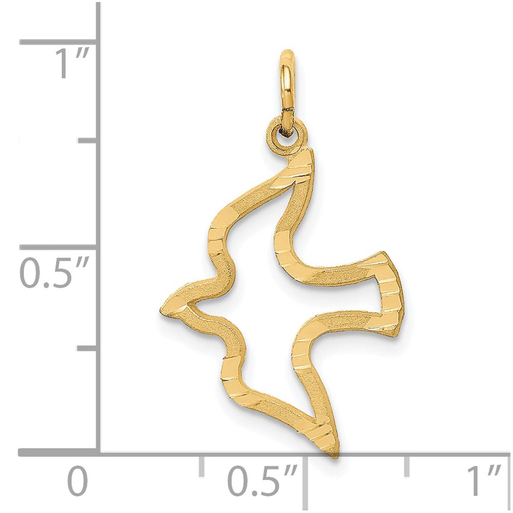 14K Yellow Gold Satin And Diamond-Cut Dove Charm