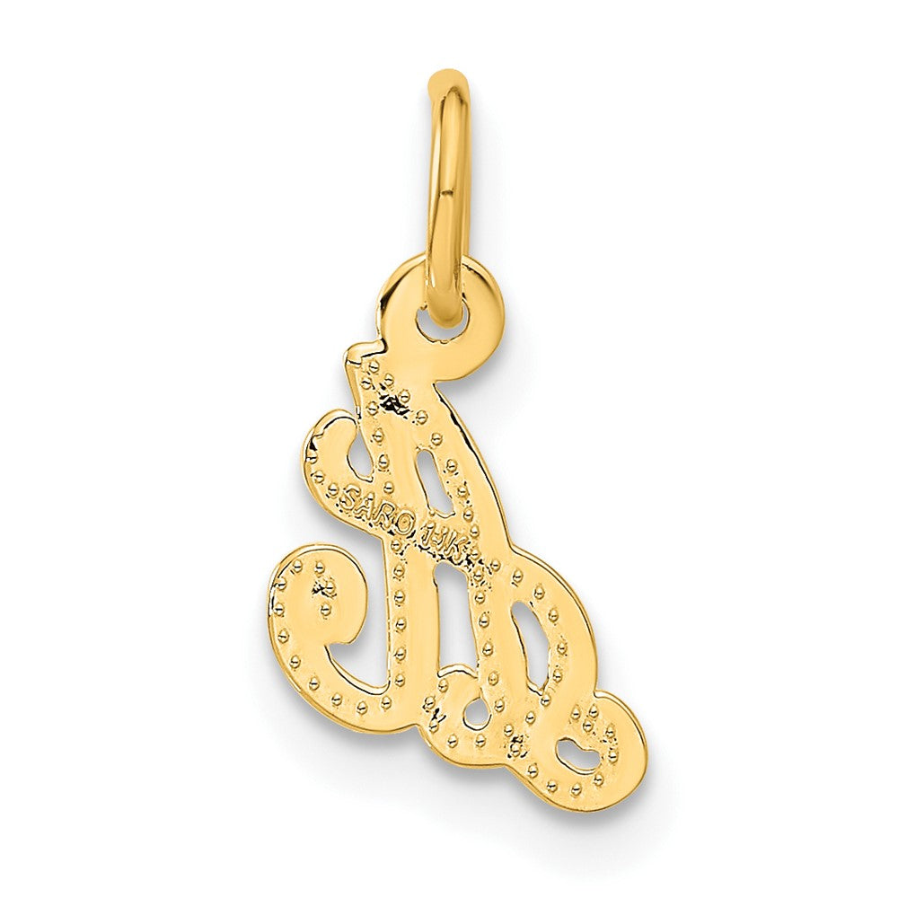 14K Yellow Gold 14Ky Script Letter A Initial Charm