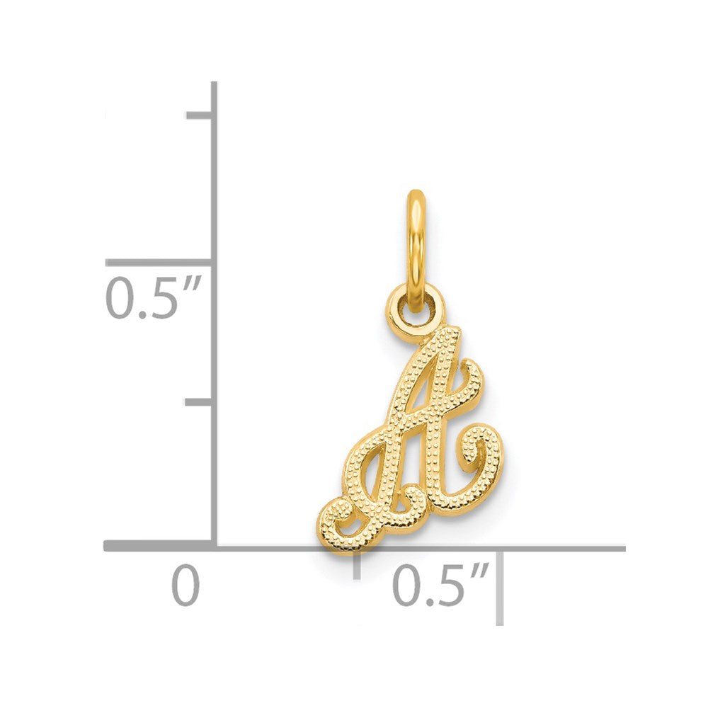 14K Yellow Gold 14Ky Script Letter A Initial Charm