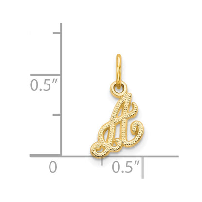 14K Yellow Gold 14Ky Script Letter A Initial Charm