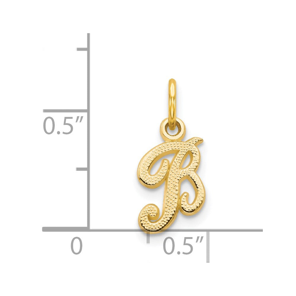 14K Yellow Gold 14Ky Script Letter B Initial Charm