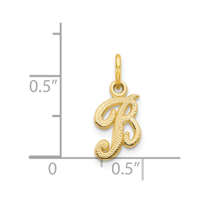 14K Yellow Gold 14Ky Script Letter B Initial Charm