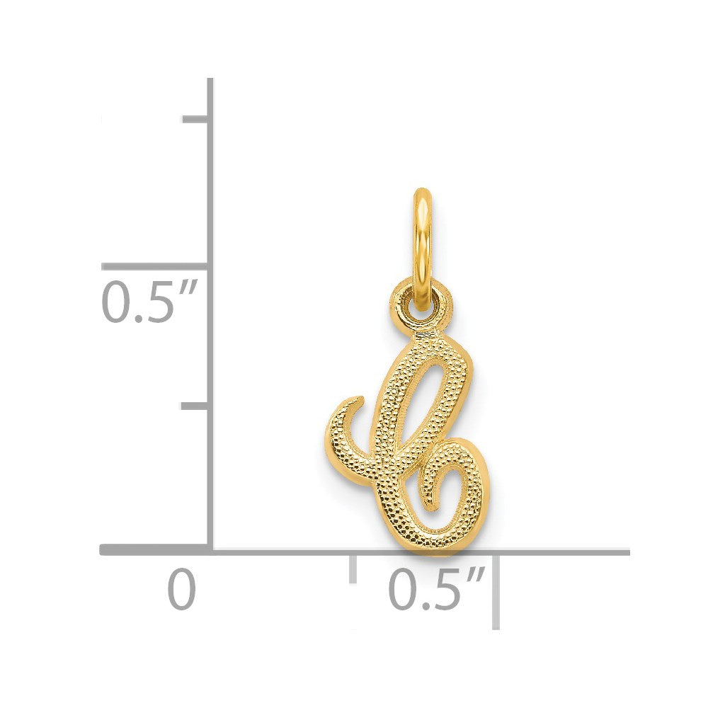 14K Yellow Gold 14Ky Script Letter C Initial Charm