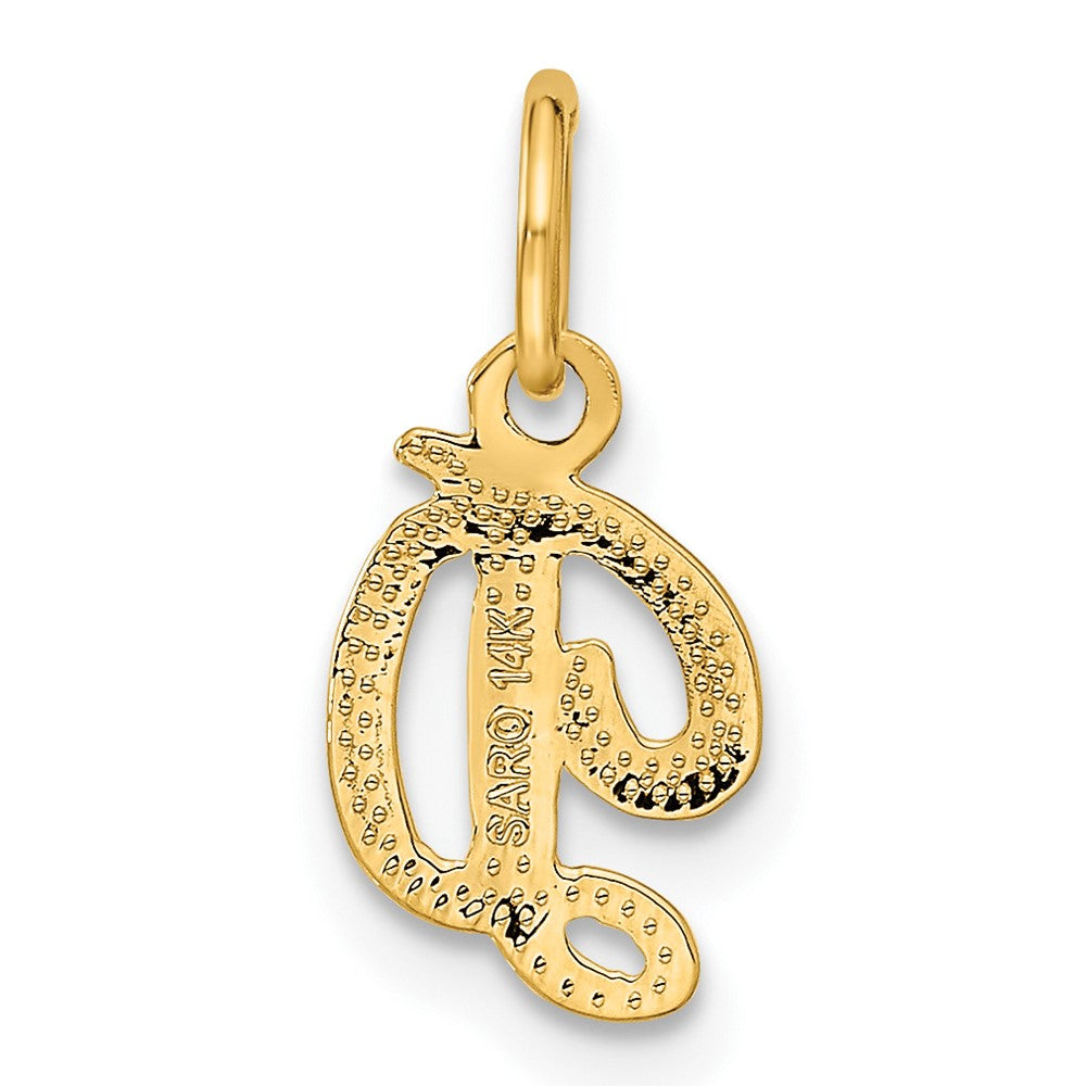 14K Yellow Gold 14Ky Script Letter D Initial Charm