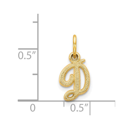 14K Yellow Gold 14Ky Script Letter D Initial Charm