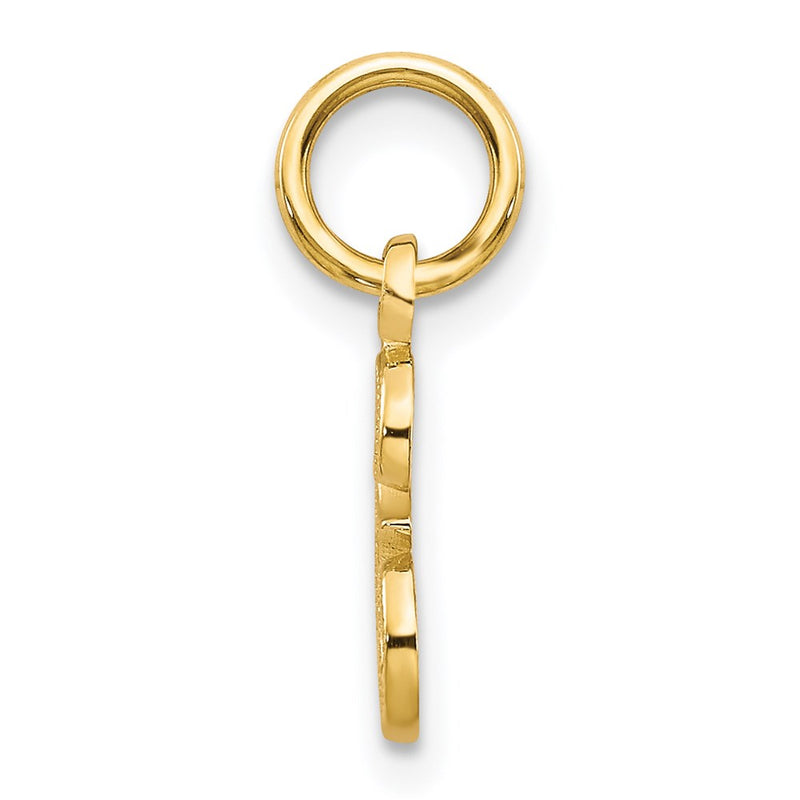 14K Yellow Gold 14Ky Script Letter E Initial Charm