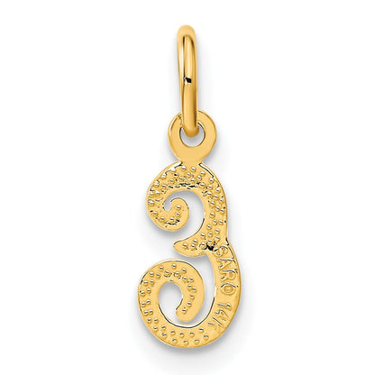 14K Yellow Gold 14Ky Script Letter E Initial Charm
