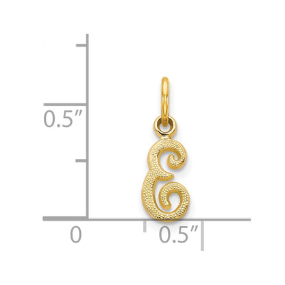 14K Yellow Gold 14Ky Script Letter E Initial Charm