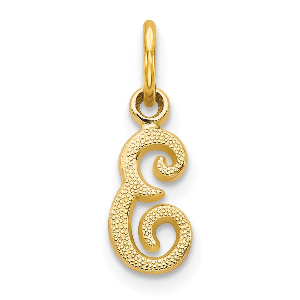 14K Yellow Gold 14Ky Script Letter E Initial Charm