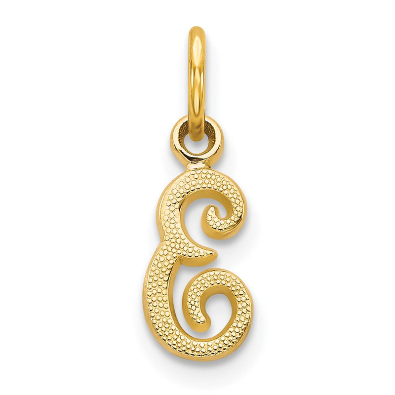 14K Yellow Gold 14Ky Script Letter E Initial Charm