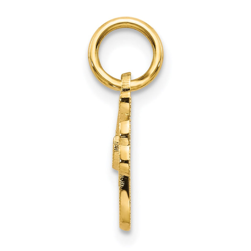 14K Yellow Gold 14Ky Script Letter F Initial Charm