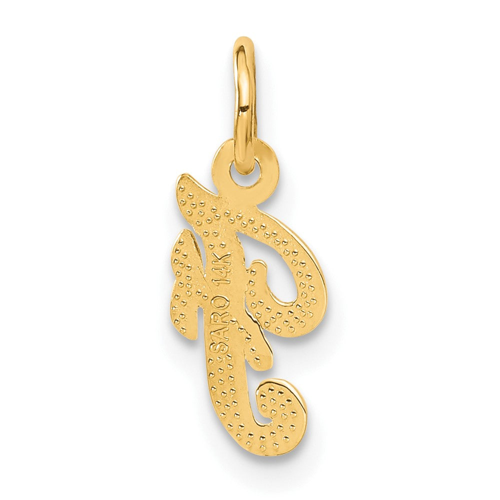 14K Yellow Gold 14Ky Script Letter F Initial Charm